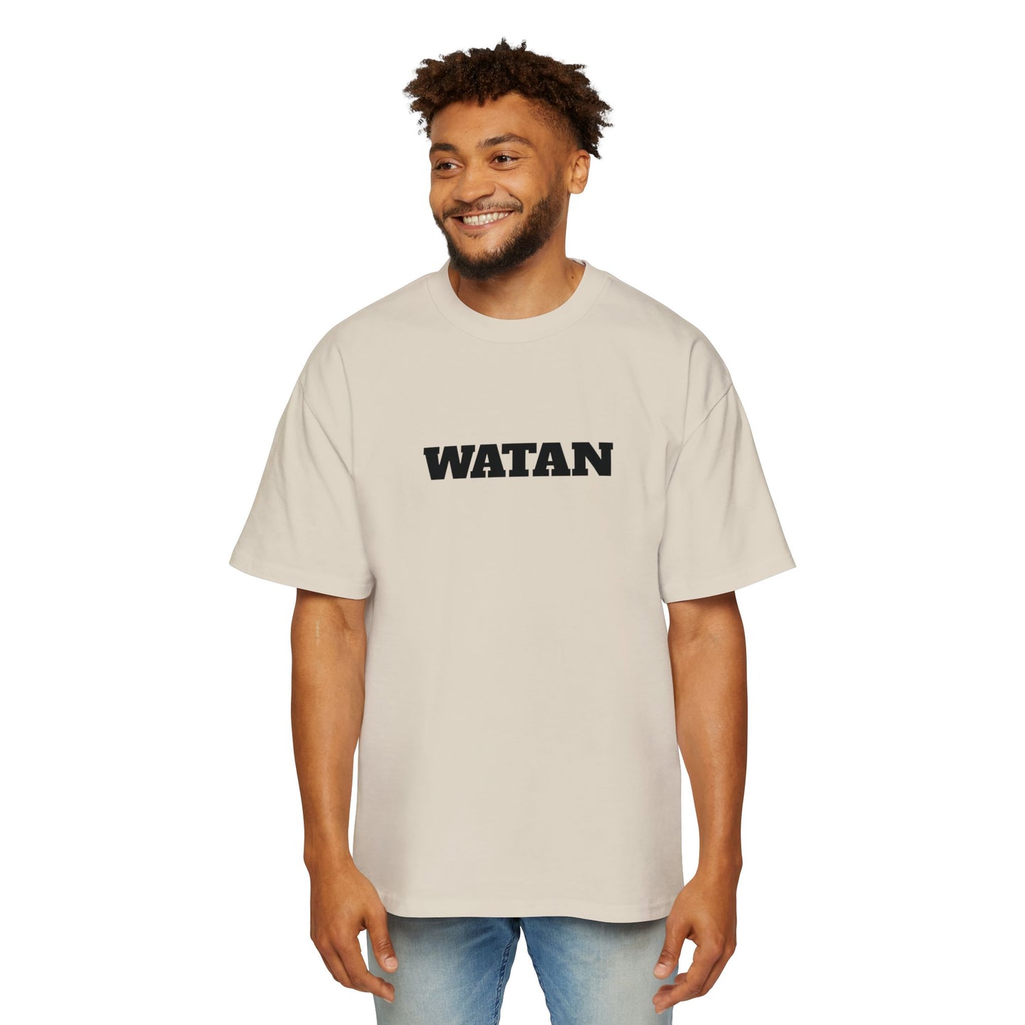 Men's Heavy Oversized Tee - Travel Inspired Graphic T-Shirt with Watan Design