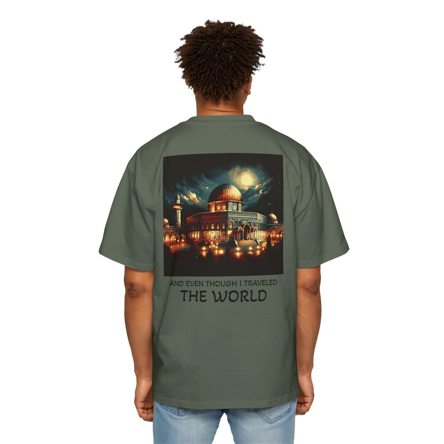 Men's Heavy Oversized Tee - Travel Inspired Graphic T-Shirt with Watan Design