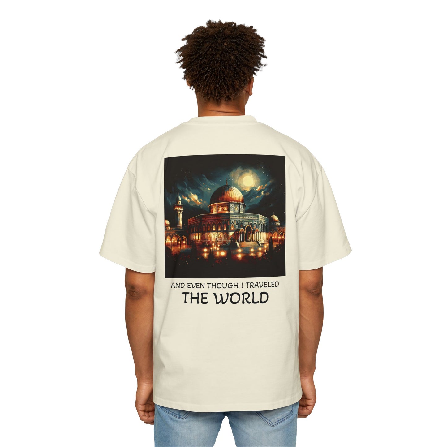 Men's Heavy Oversized Tee - Travel Inspired Graphic T-Shirt with Watan Design
