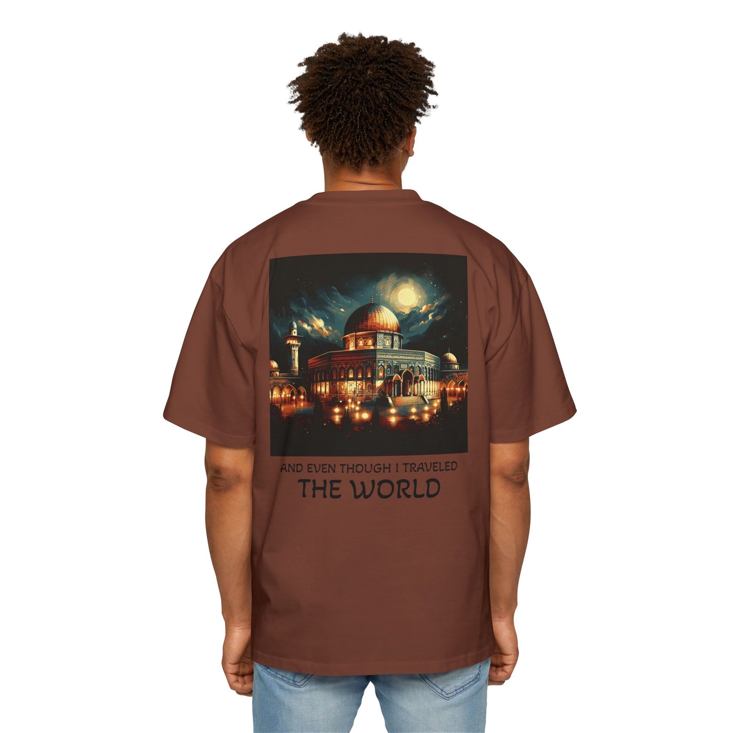 Men's Heavy Oversized Tee - Travel Inspired Graphic T-Shirt with Watan Design