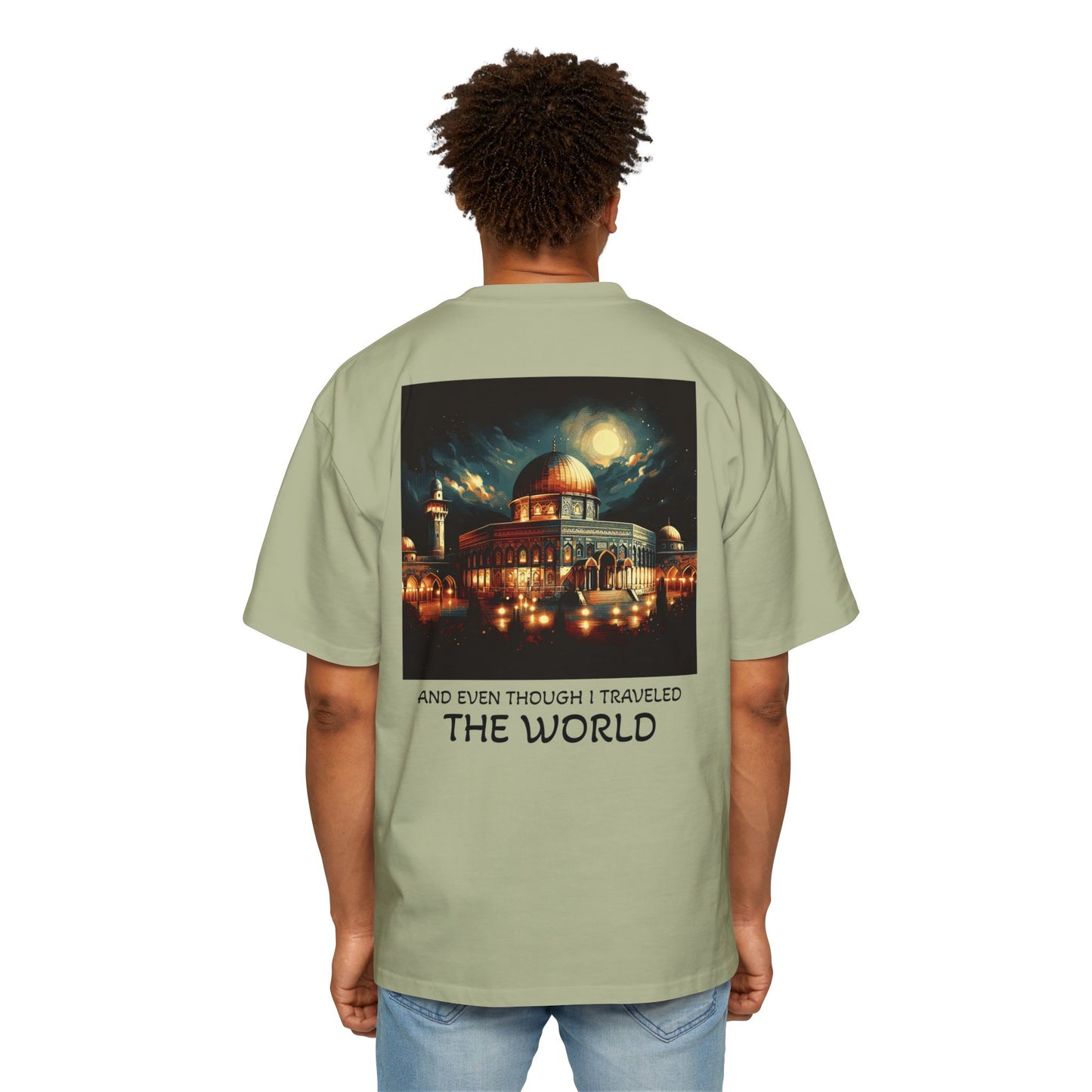 Men's Heavy Oversized Tee - Travel Inspired Graphic T-Shirt with Watan Design