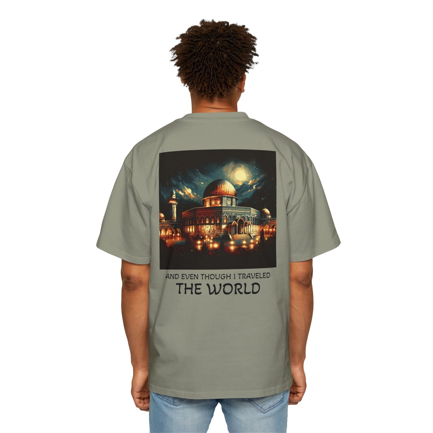 Men's Heavy Oversized Tee - Travel Inspired Graphic T-Shirt with Watan Design