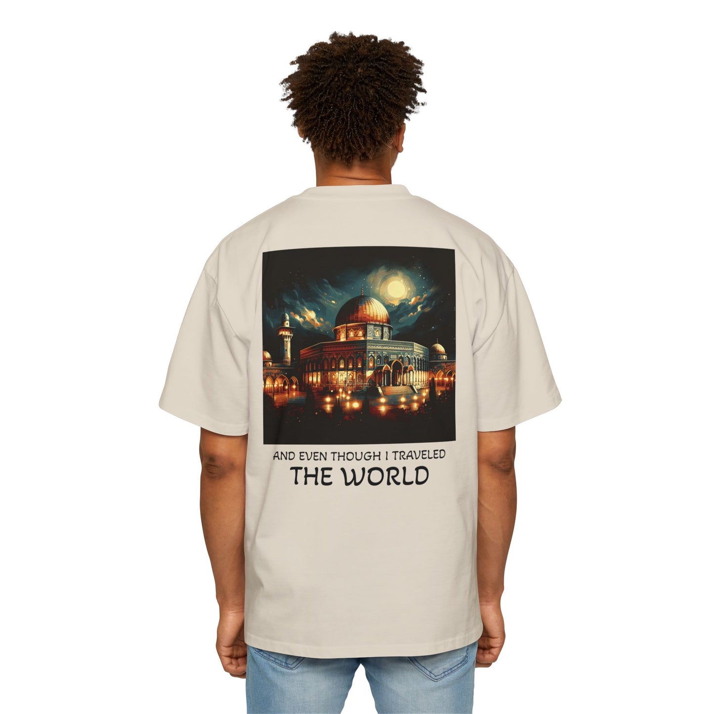 Men's Heavy Oversized Tee - Travel Inspired Graphic T-Shirt with Watan Design