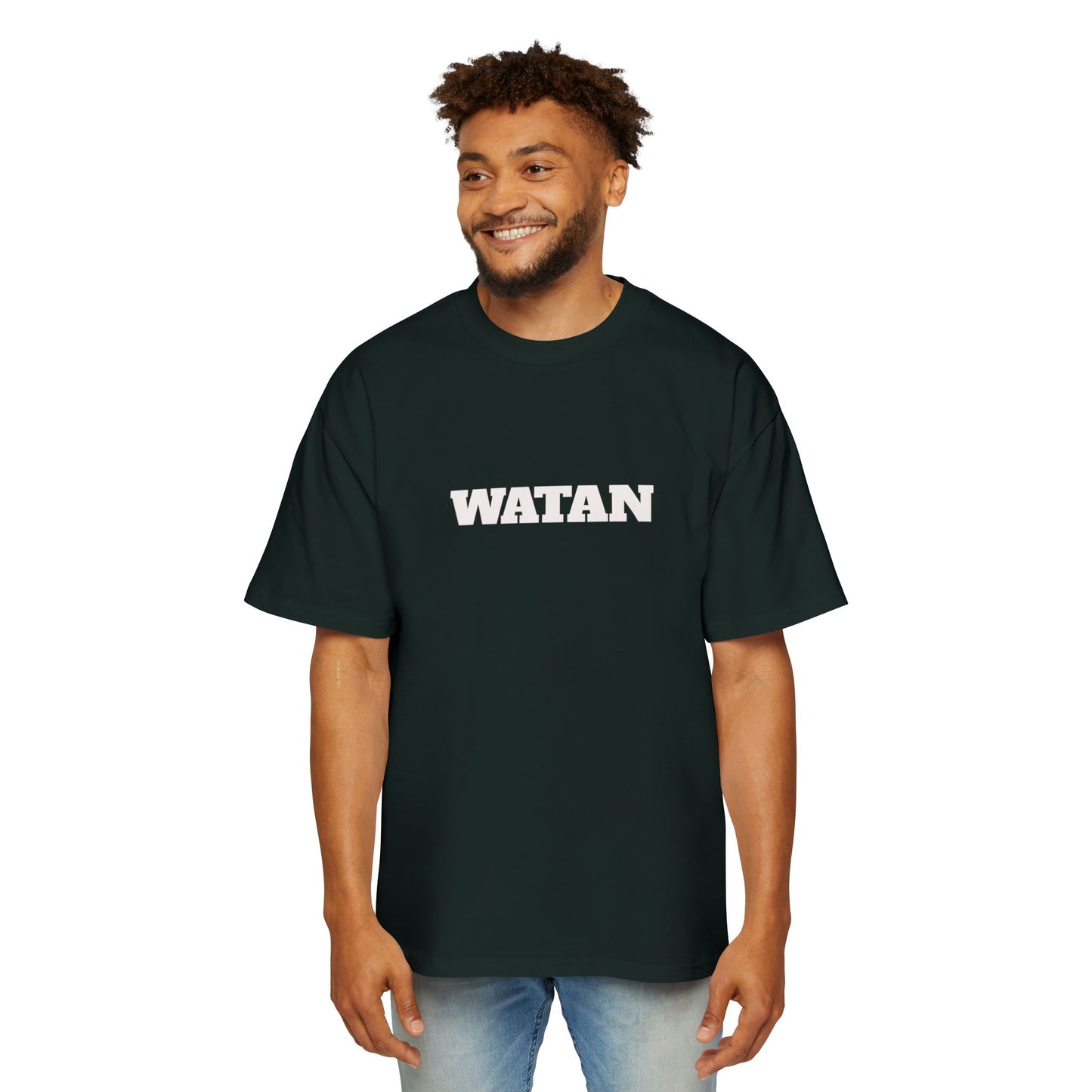 Men's Heavy Oversized Tee with Artistic Mosque Design - Casual Streetwear for Art Lovers