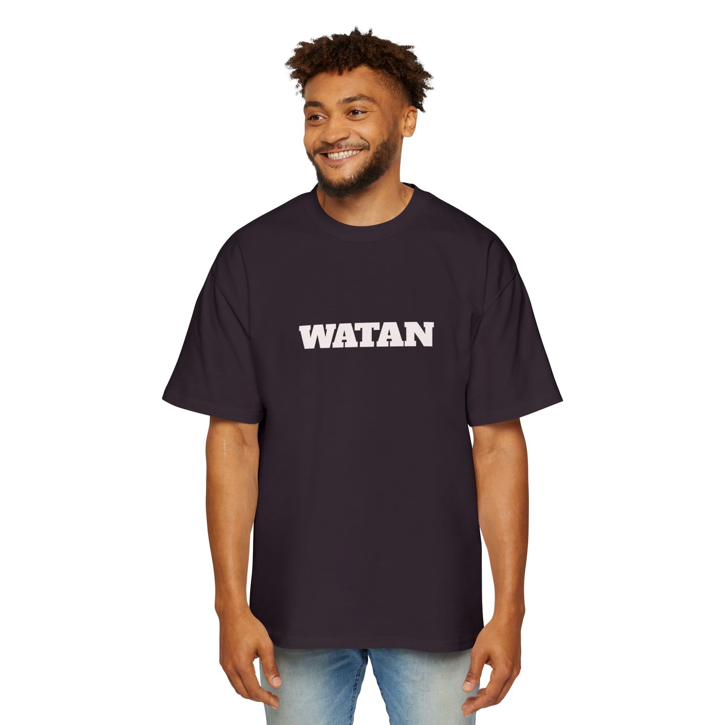Men's Heavy Oversized Tee with Artistic Mosque Design - Casual Streetwear for Art Lovers