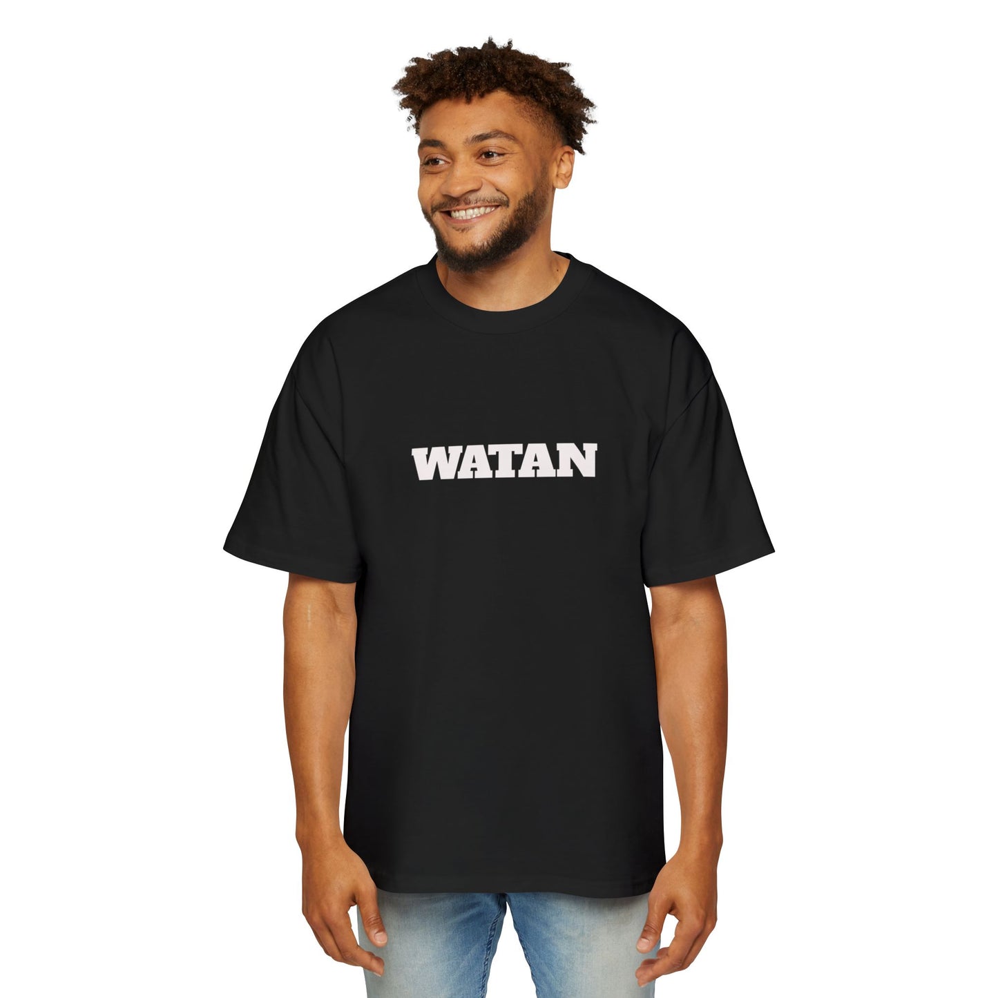 Men's Heavy Oversized Tee with Artistic Mosque Design - Casual Streetwear for Art Lovers