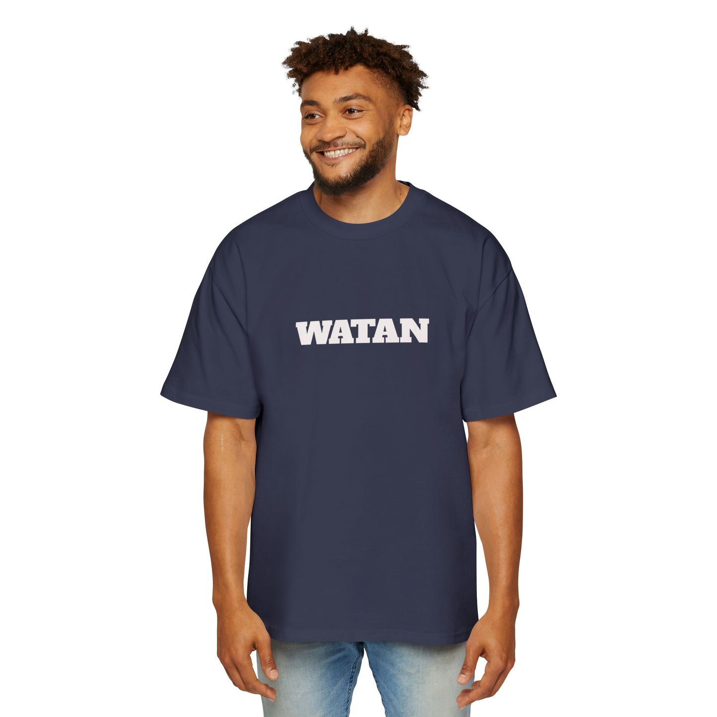Men's Heavy Oversized Tee with Artistic Mosque Design - Casual Streetwear for Art Lovers