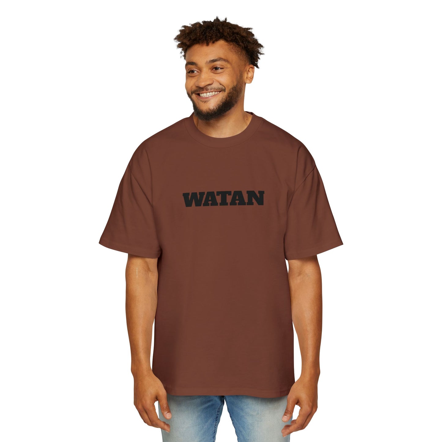 Men's Heavy Oversized Tee - Travel Inspired Graphic T-Shirt with Watan Design