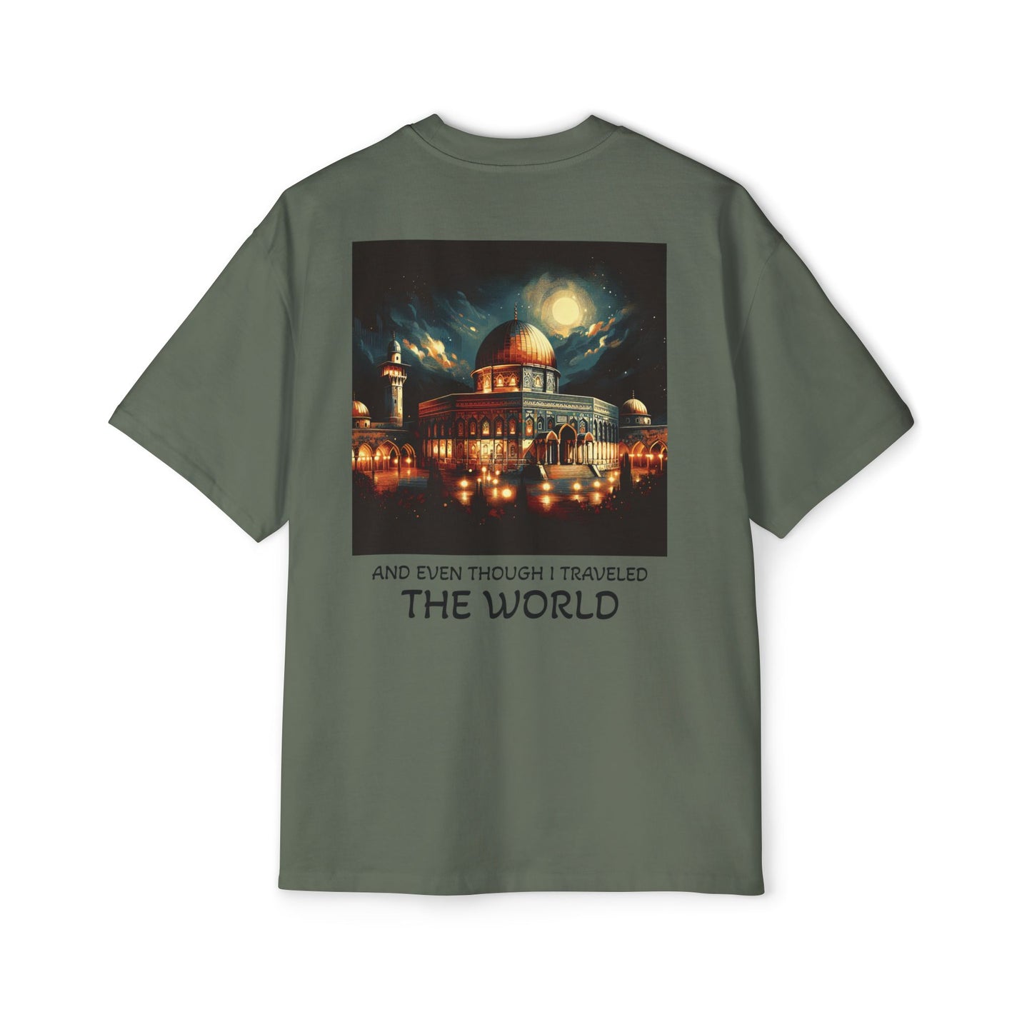 Men's Heavy Oversized Tee - Travel Inspired Graphic T-Shirt with Watan Design