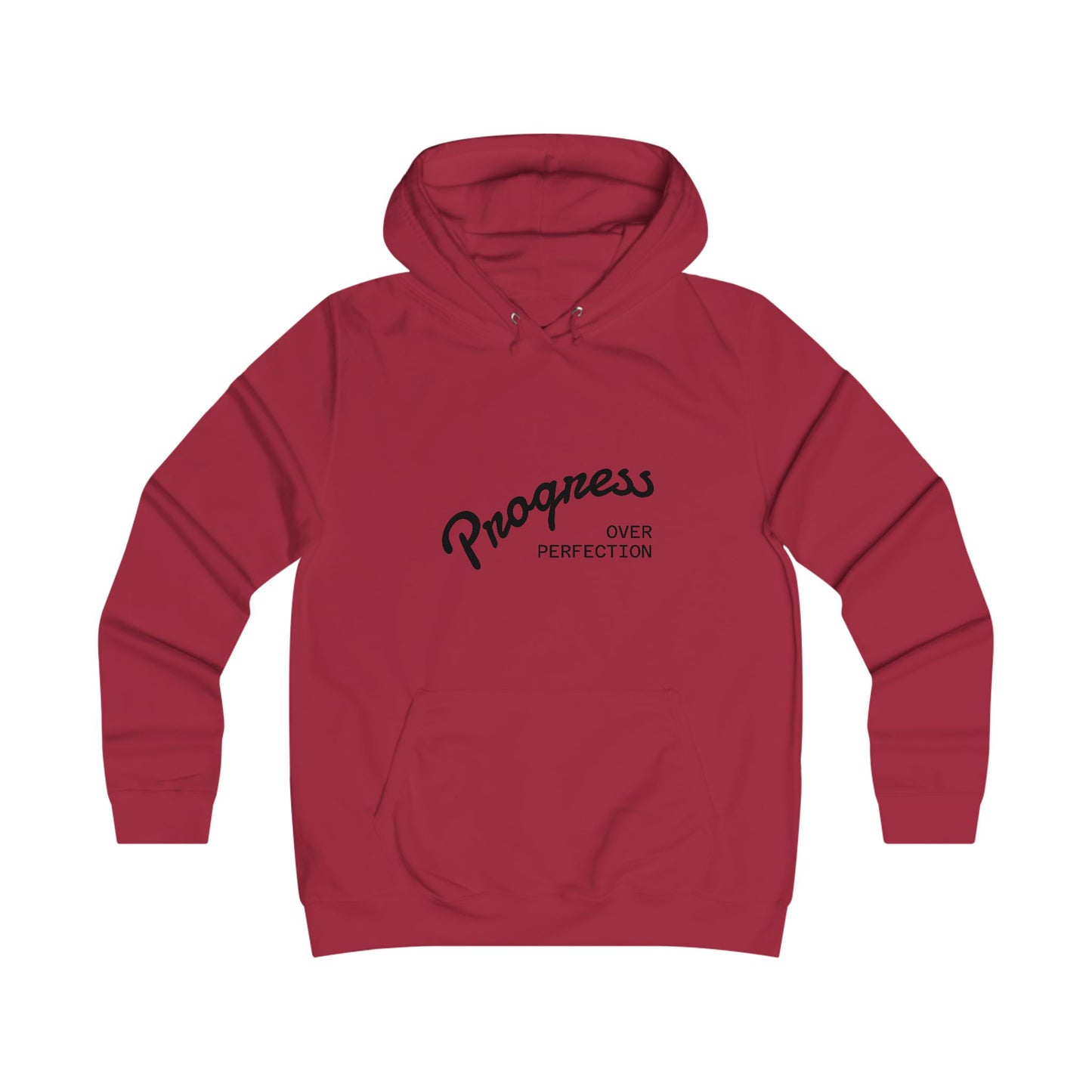 Trendy College Hoodie - "Progress Over Perfection" Graphic Sweatshirt
