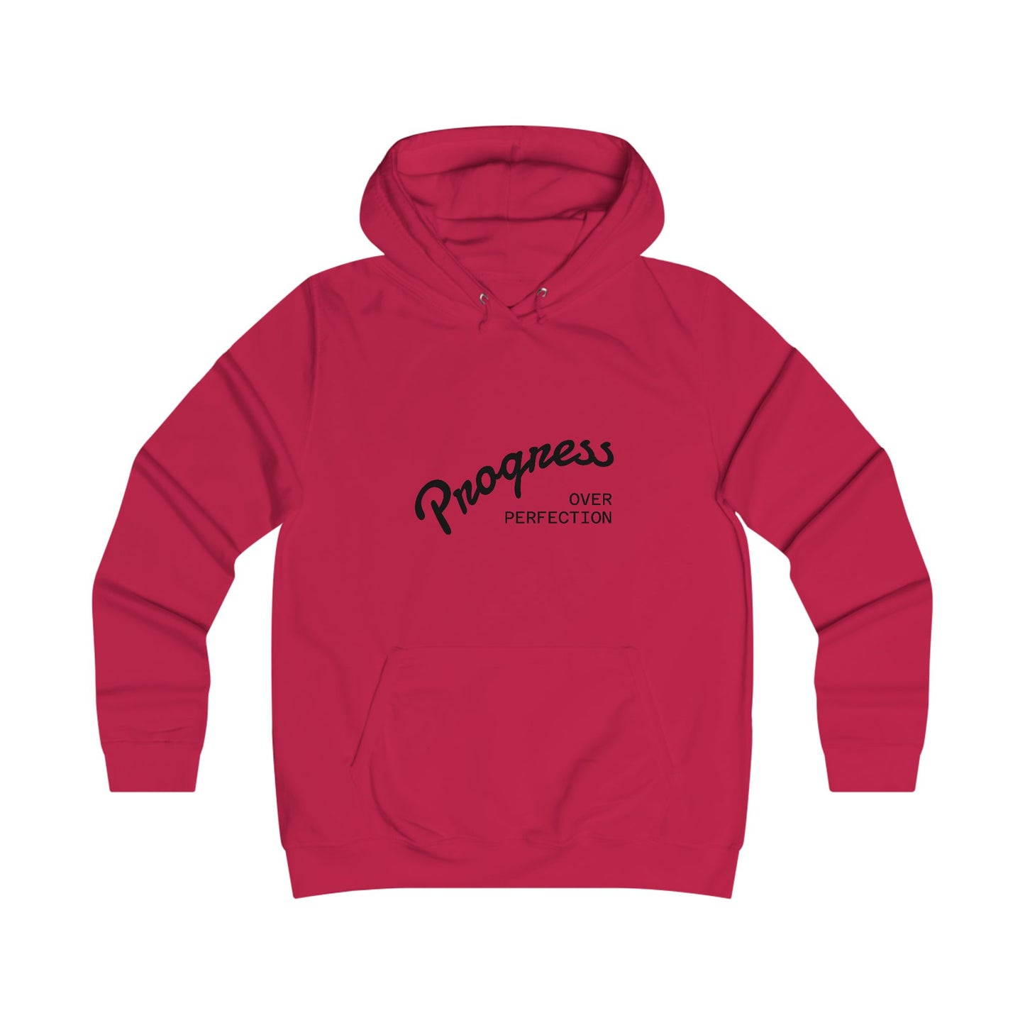 Trendy College Hoodie - "Progress Over Perfection" Graphic Sweatshirt