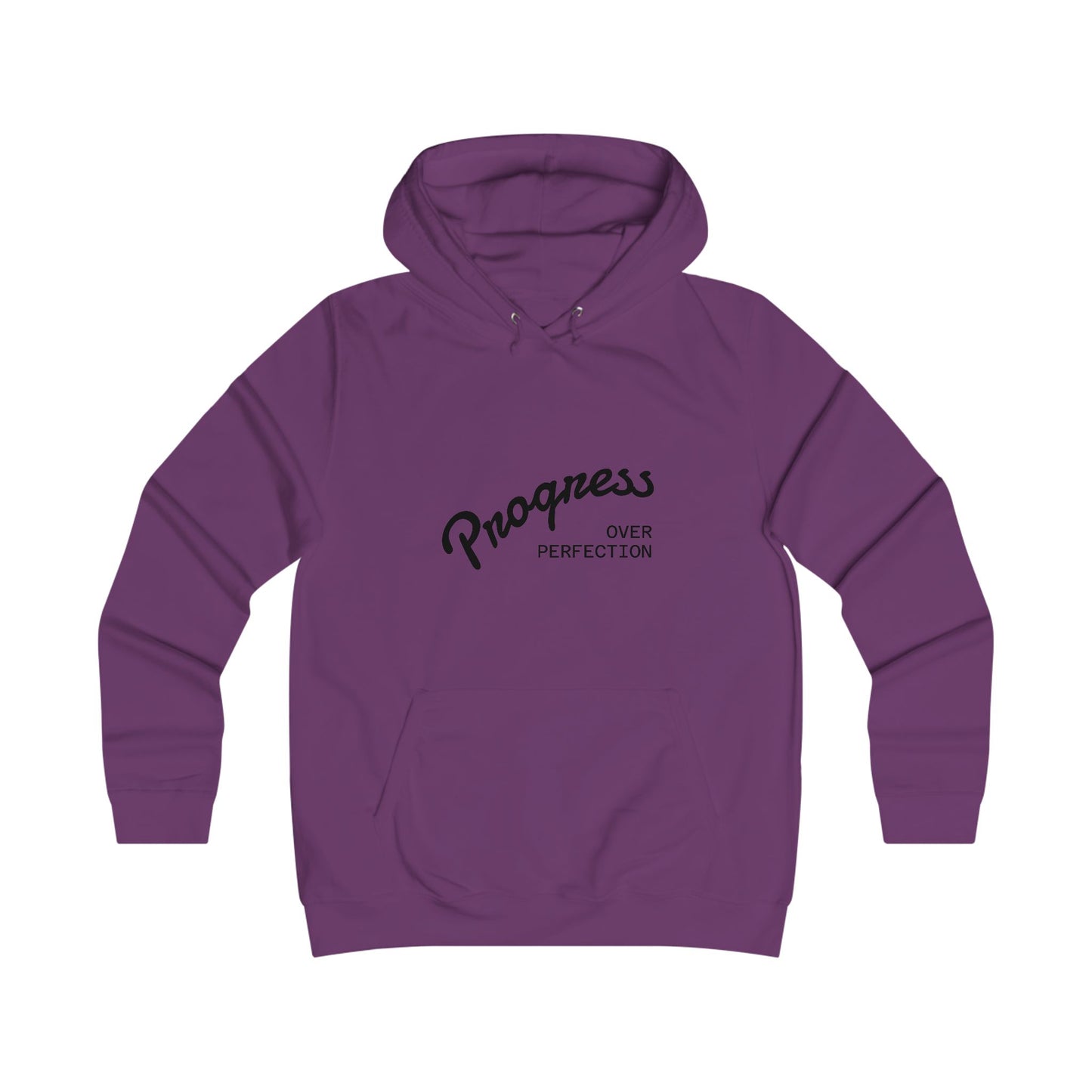 Trendy College Hoodie - "Progress Over Perfection" Graphic Sweatshirt
