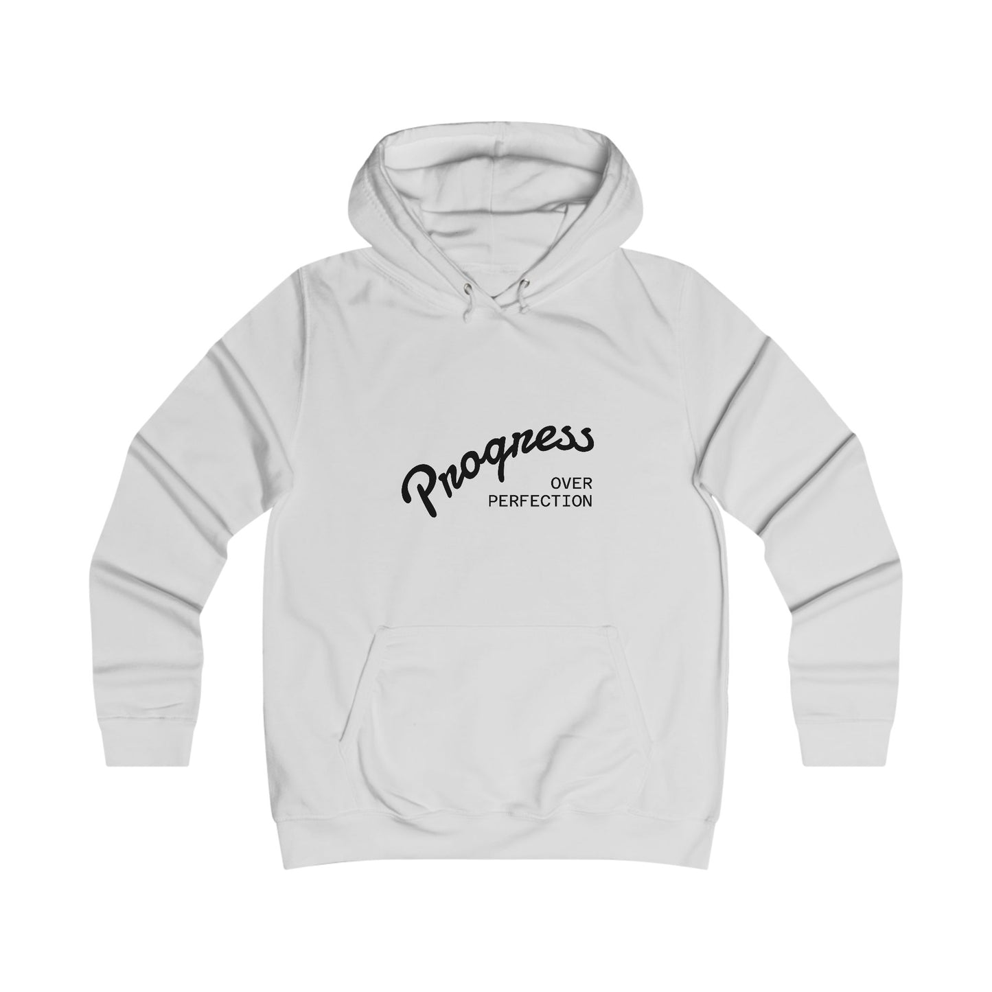Trendy College Hoodie - "Progress Over Perfection" Graphic Sweatshirt