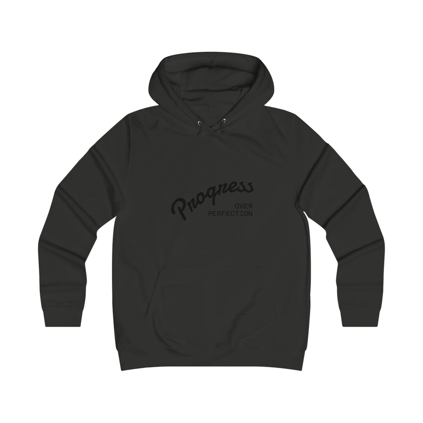 Trendy College Hoodie - "Progress Over Perfection" Graphic Sweatshirt