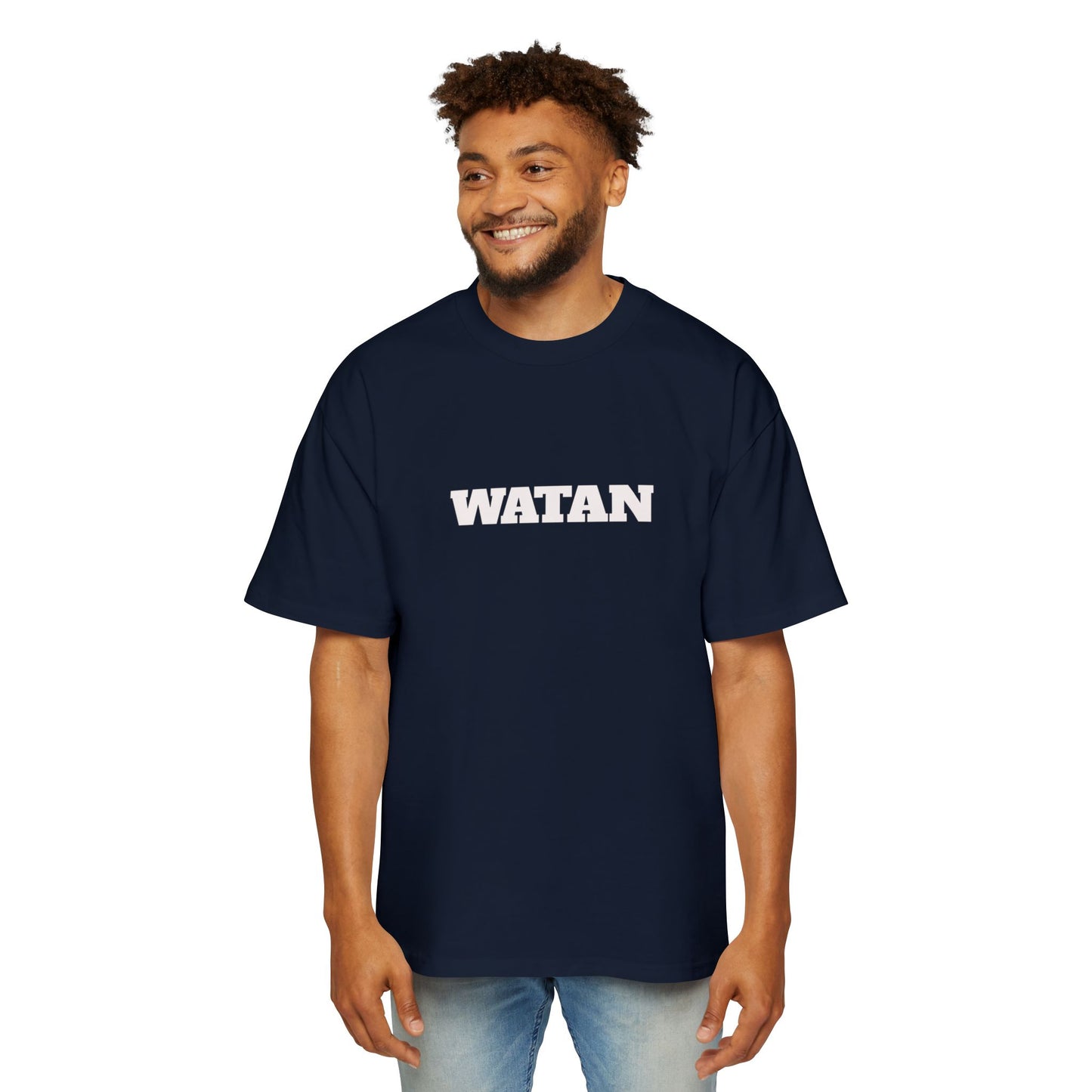 Men's Heavy Oversized Tee with Artistic Mosque Design - Casual Streetwear for Art Lovers