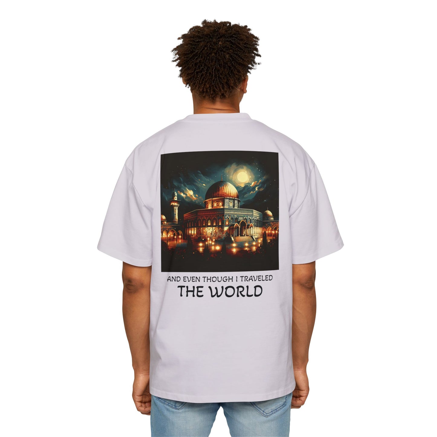 Men's Heavy Oversized Tee - Travel Inspired Graphic T-Shirt with Watan Design