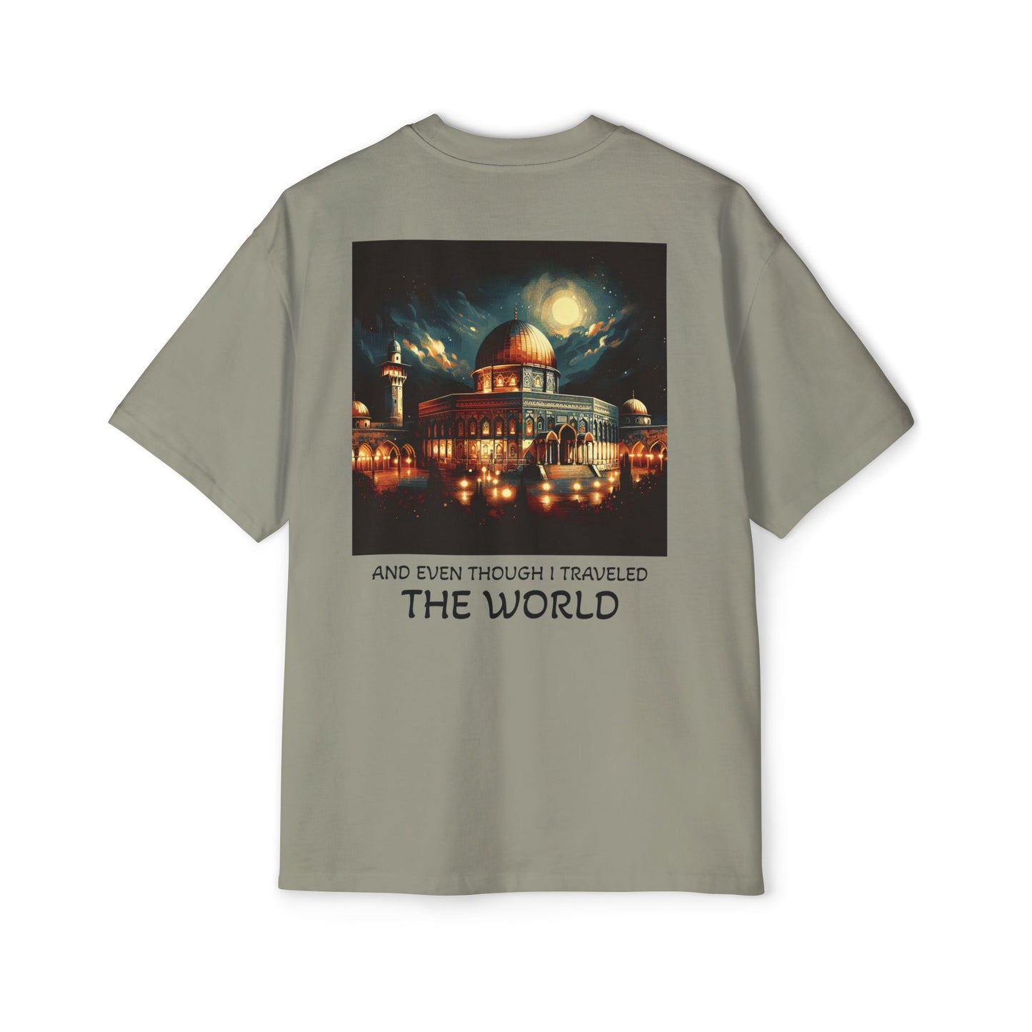 Men's Heavy Oversized Tee - Travel Inspired Graphic T-Shirt with Watan Design