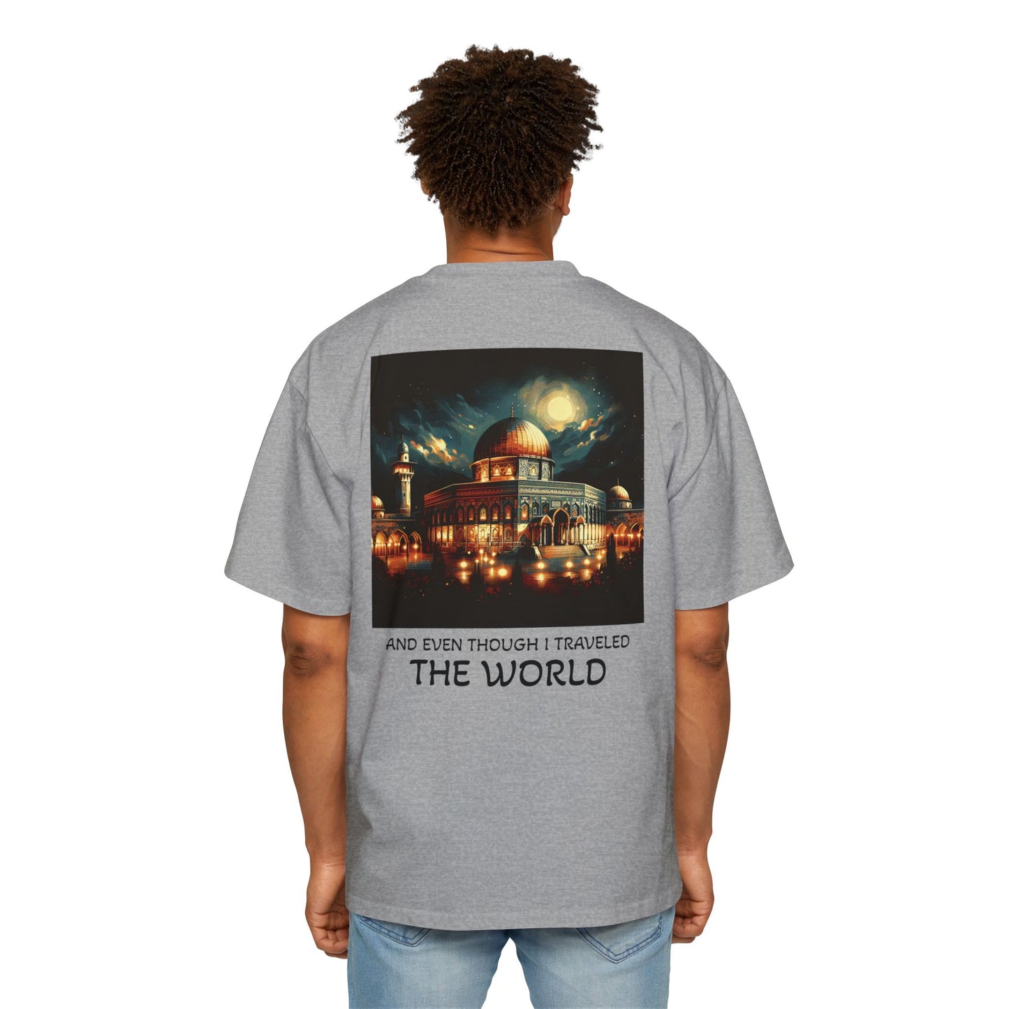 Men's Heavy Oversized Tee - Travel Inspired Graphic T-Shirt with Watan Design