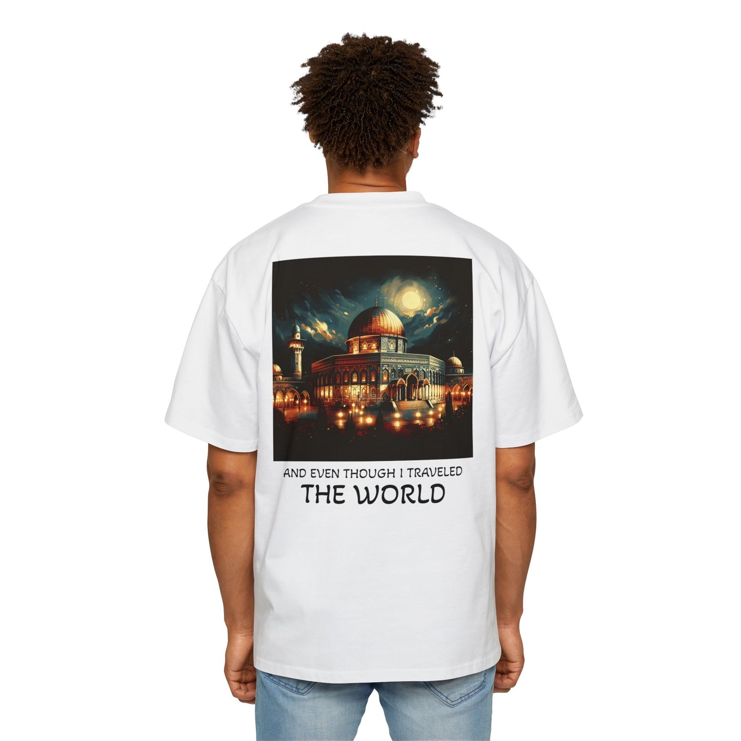 Men's Heavy Oversized Tee - Travel Inspired Graphic T-Shirt with Watan Design