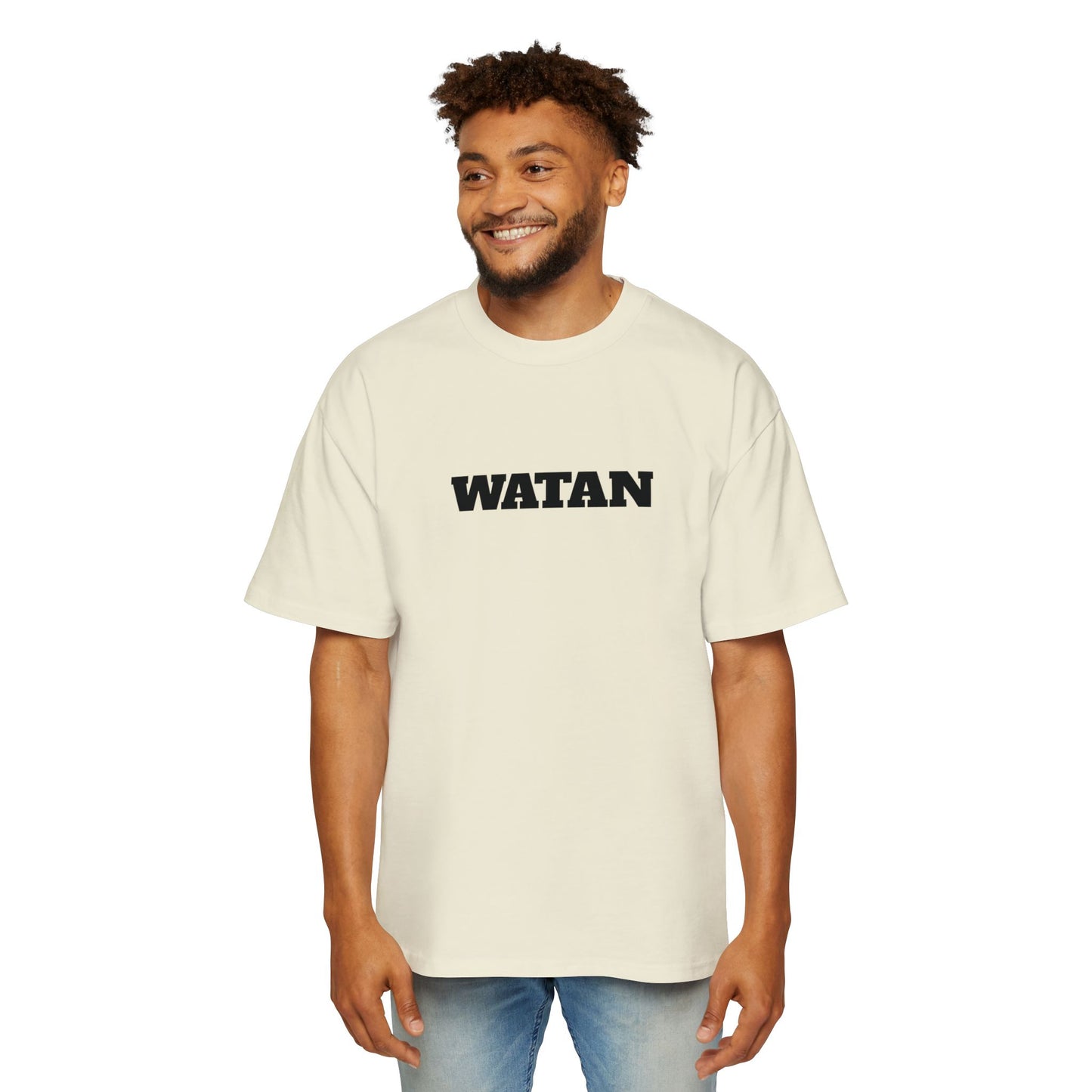 Men's Heavy Oversized Tee - Travel Inspired Graphic T-Shirt with Watan Design