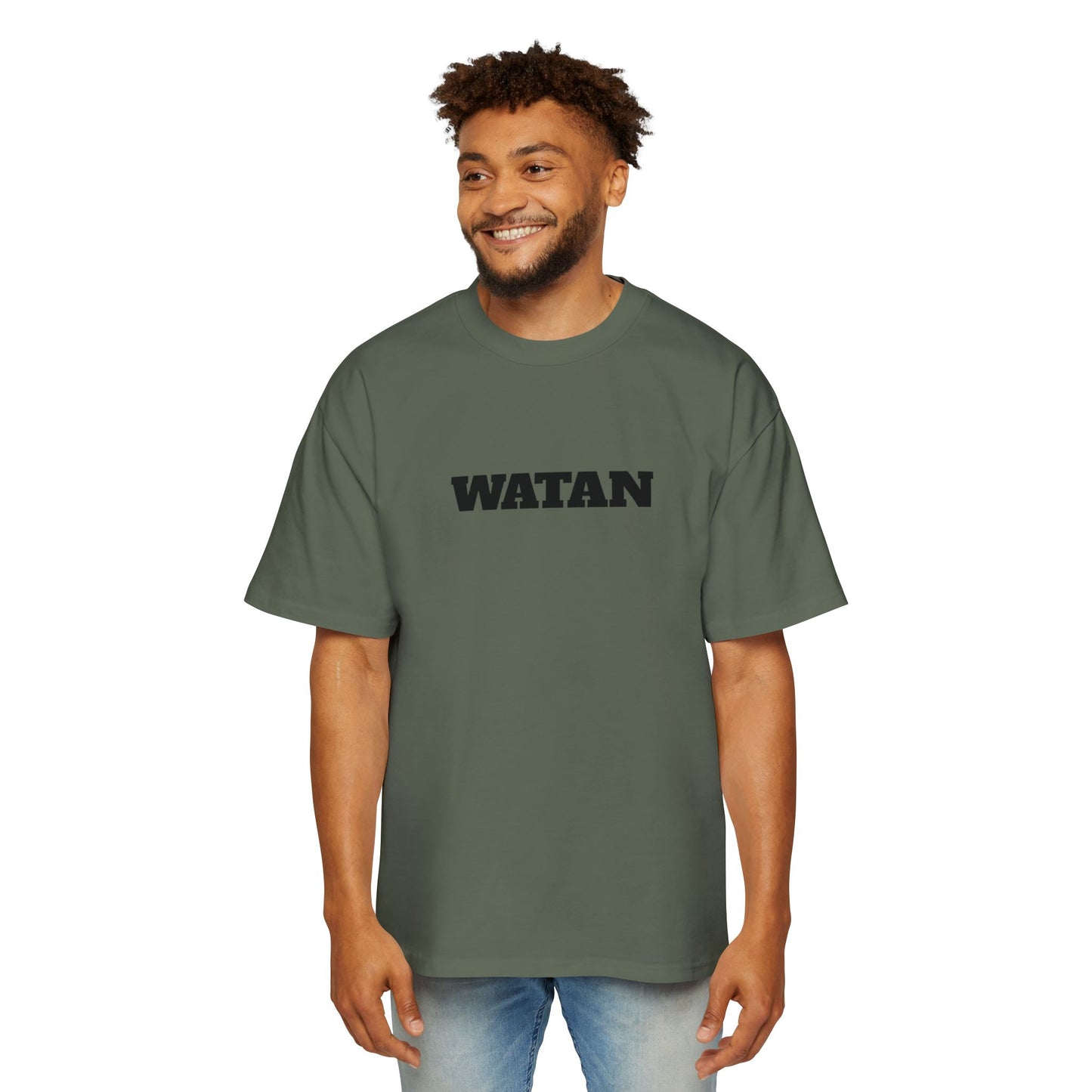 Men's Heavy Oversized Tee - Travel Inspired Graphic T-Shirt with Watan Design