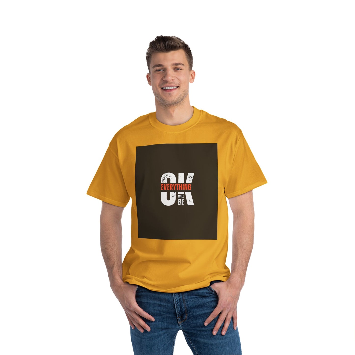 Everything Will Be OK Short-Sleeve T-Shirt - Positive Vibe Apparel for Casual Days, Motivational Gift, Self-Care Reminder, Everyday Comfort