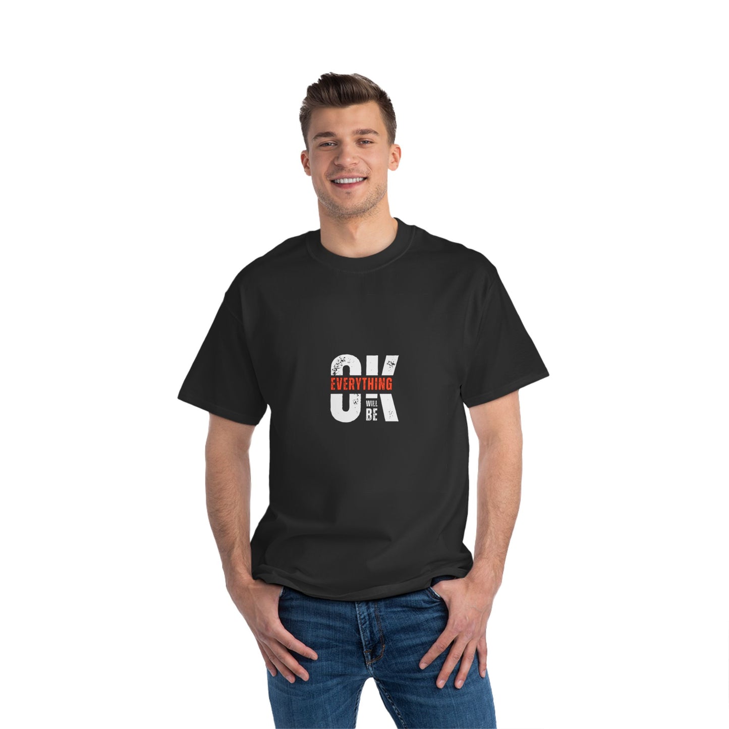 Everything Will Be OK Short-Sleeve T-Shirt - Positive Vibe Apparel for Casual Days, Motivational Gift, Self-Care Reminder, Everyday Comfort
