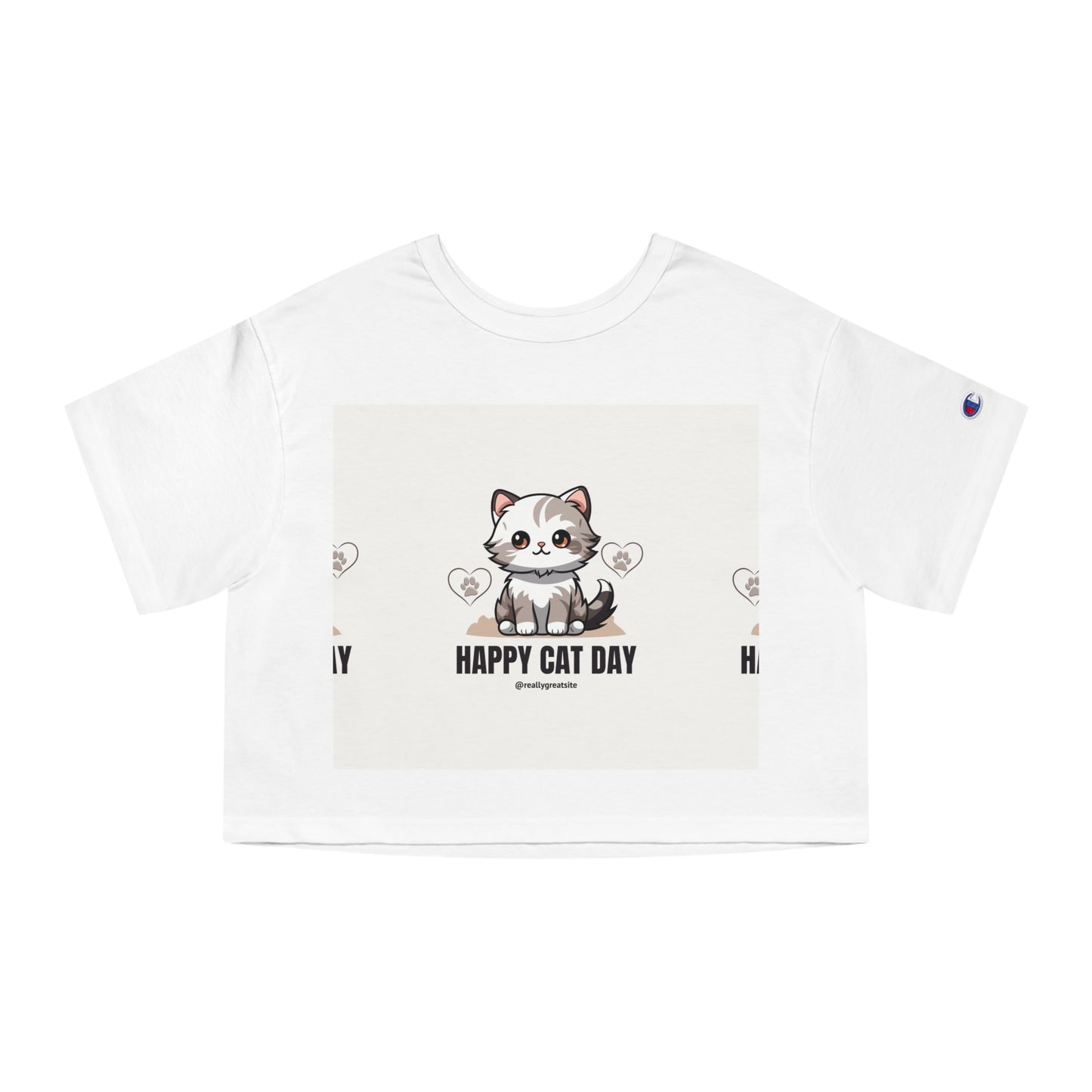 Happy Cat Day Cropped T-Shirt for Cat Lovers