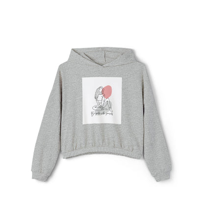 Women&#039;s Cinched Bottom Hoodie with Graphic Art - Stylish and Cozy