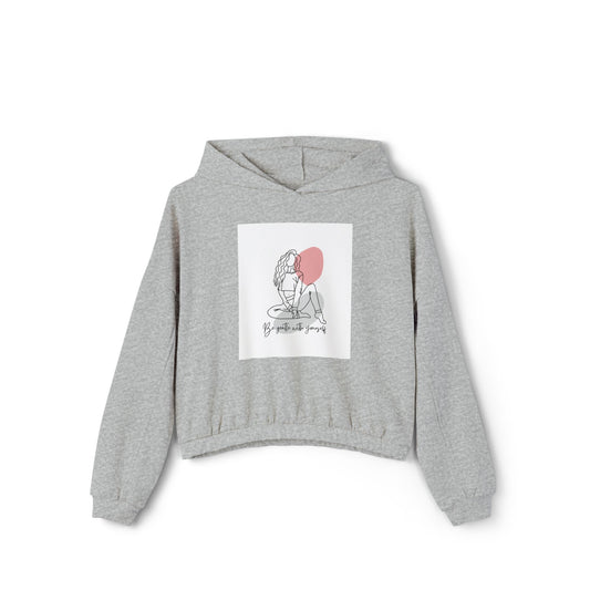 Women&#039;s Cinched Bottom Hoodie with Graphic Art - Stylish and Cozy