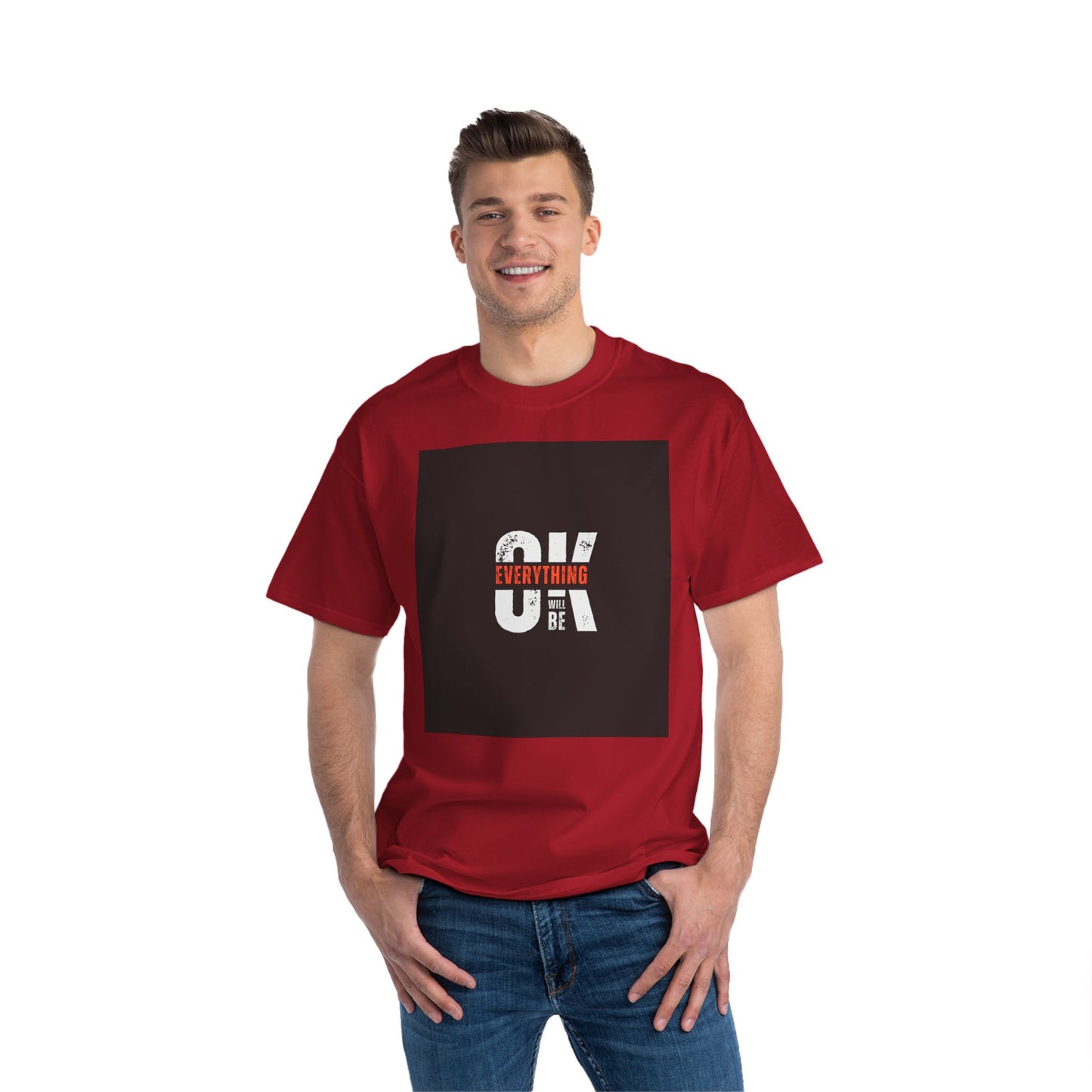 Everything Will Be OK Short-Sleeve T-Shirt - Positive Vibe Apparel for Casual Days, Motivational Gift, Self-Care Reminder, Everyday Comfort