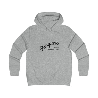 Trendy College Hoodie - "Progress Over Perfection" Graphic Sweatshirt