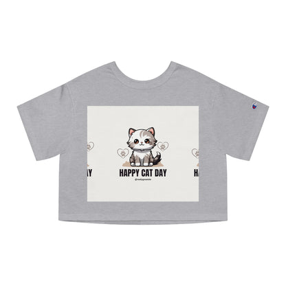 Happy Cat Day Cropped T-Shirt for Cat Lovers