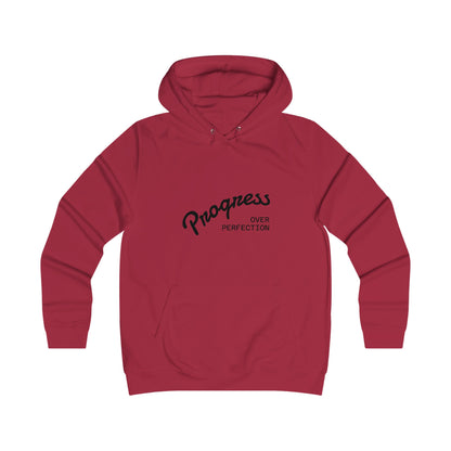 Trendy College Hoodie - "Progress Over Perfection" Graphic Sweatshirt