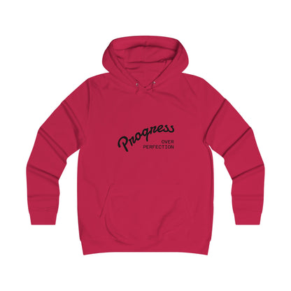 Trendy College Hoodie - "Progress Over Perfection" Graphic Sweatshirt