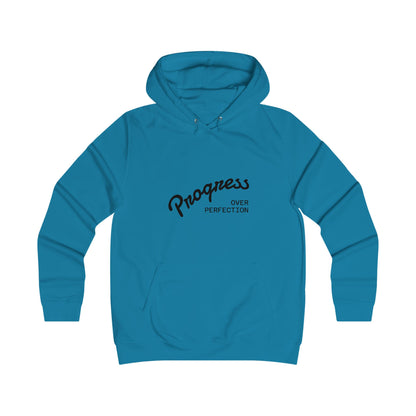 Trendy College Hoodie - "Progress Over Perfection" Graphic Sweatshirt