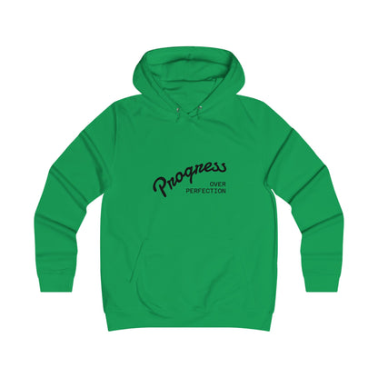Trendy College Hoodie - "Progress Over Perfection" Graphic Sweatshirt