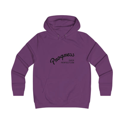 Trendy College Hoodie - "Progress Over Perfection" Graphic Sweatshirt