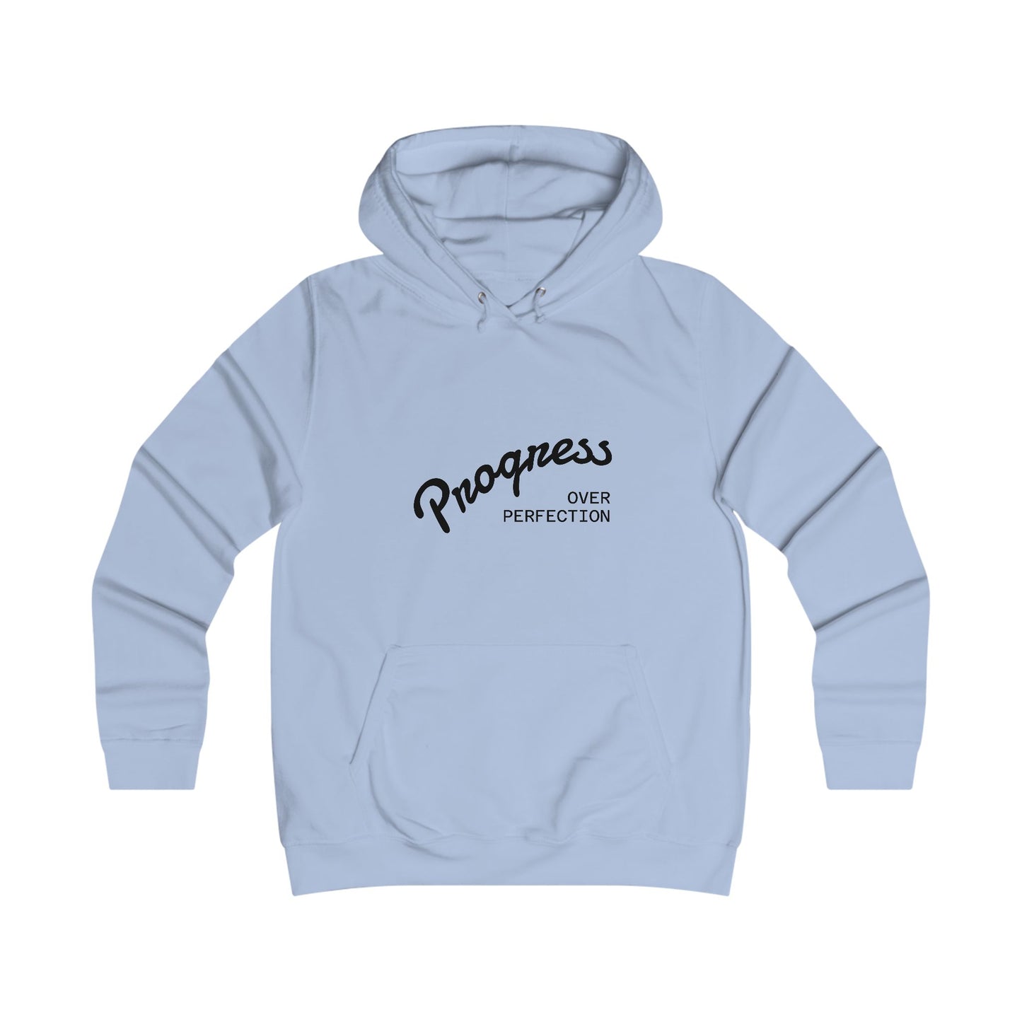 Trendy College Hoodie - "Progress Over Perfection" Graphic Sweatshirt