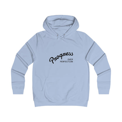Trendy College Hoodie - "Progress Over Perfection" Graphic Sweatshirt