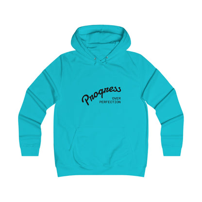 Trendy College Hoodie - "Progress Over Perfection" Graphic Sweatshirt
