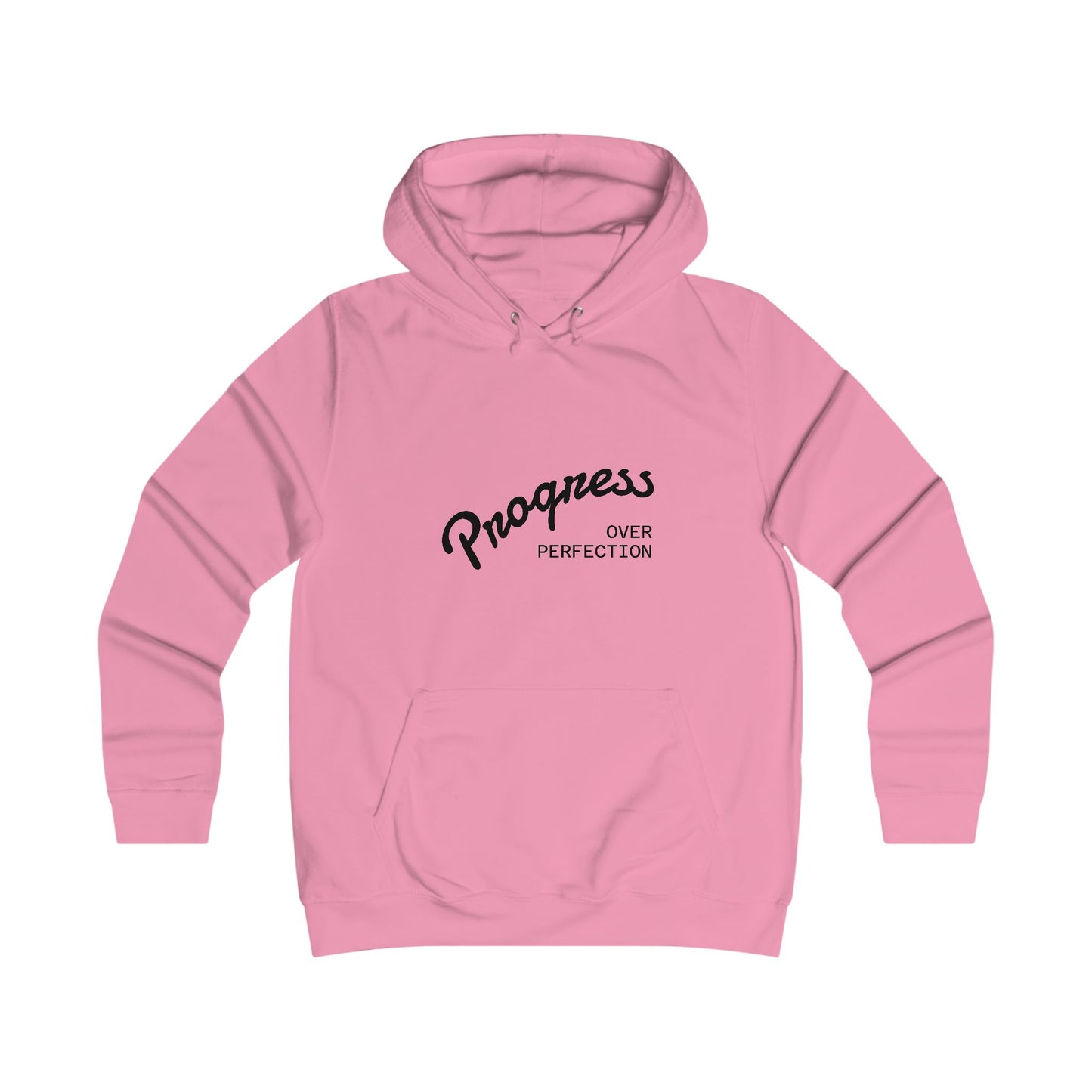 Trendy College Hoodie - "Progress Over Perfection" Graphic Sweatshirt