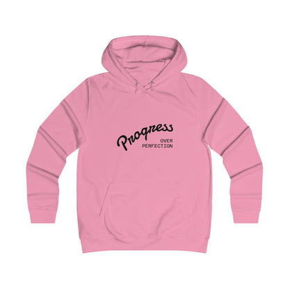 Trendy College Hoodie - "Progress Over Perfection" Graphic Sweatshirt