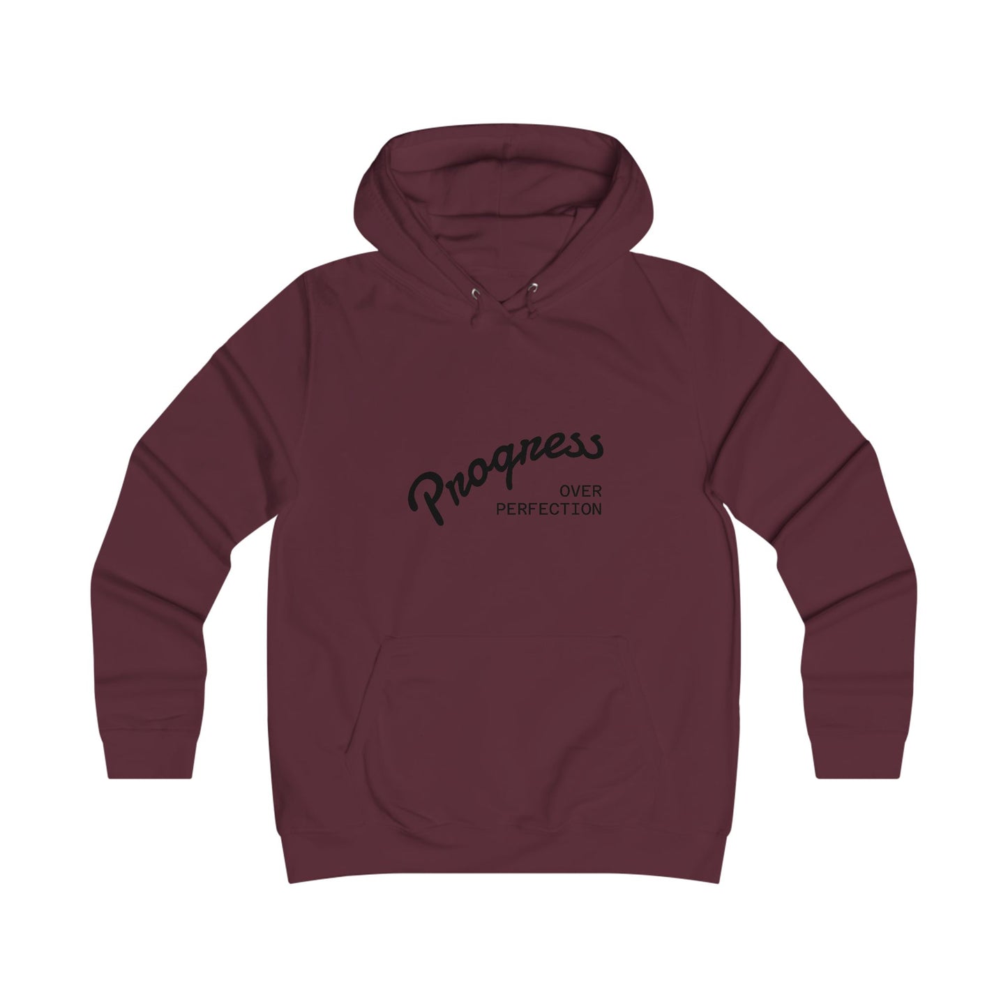 Trendy College Hoodie - "Progress Over Perfection" Graphic Sweatshirt