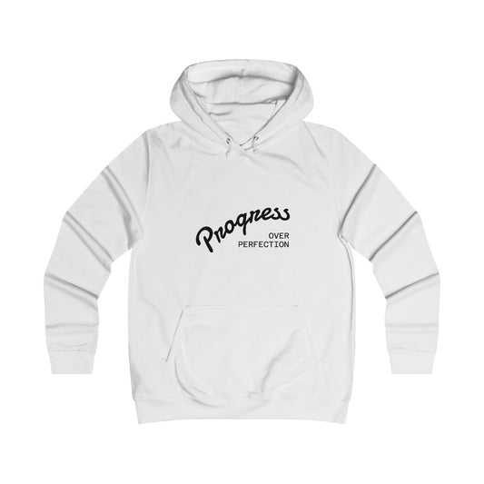 Trendy College Hoodie - "Progress Over Perfection" Graphic Sweatshirt