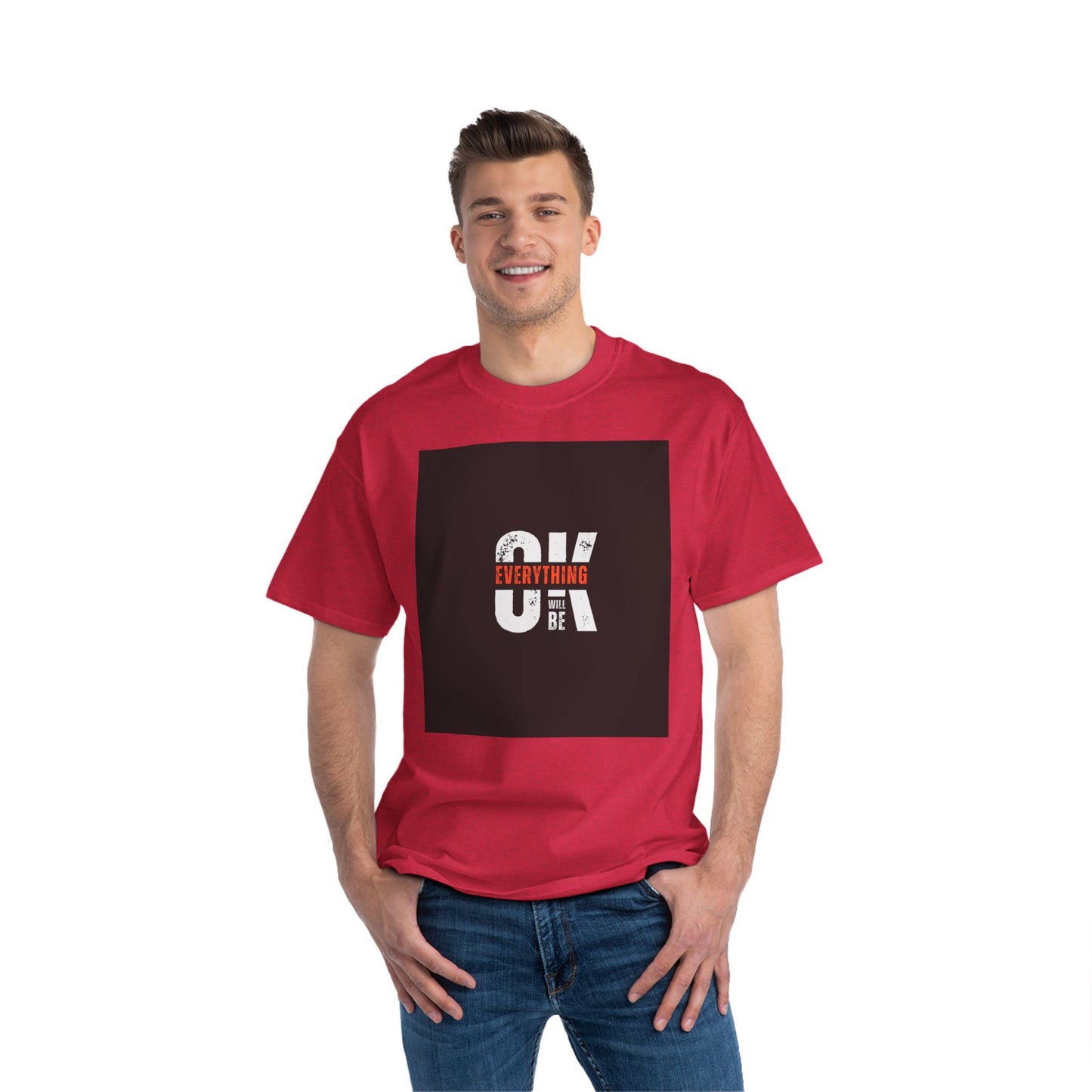 Everything Will Be OK Short-Sleeve T-Shirt - Positive Vibe Apparel for Casual Days, Motivational Gift, Self-Care Reminder, Everyday Comfort