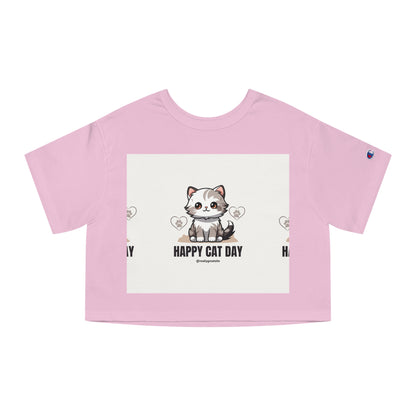 Happy Cat Day Cropped T-Shirt for Cat Lovers