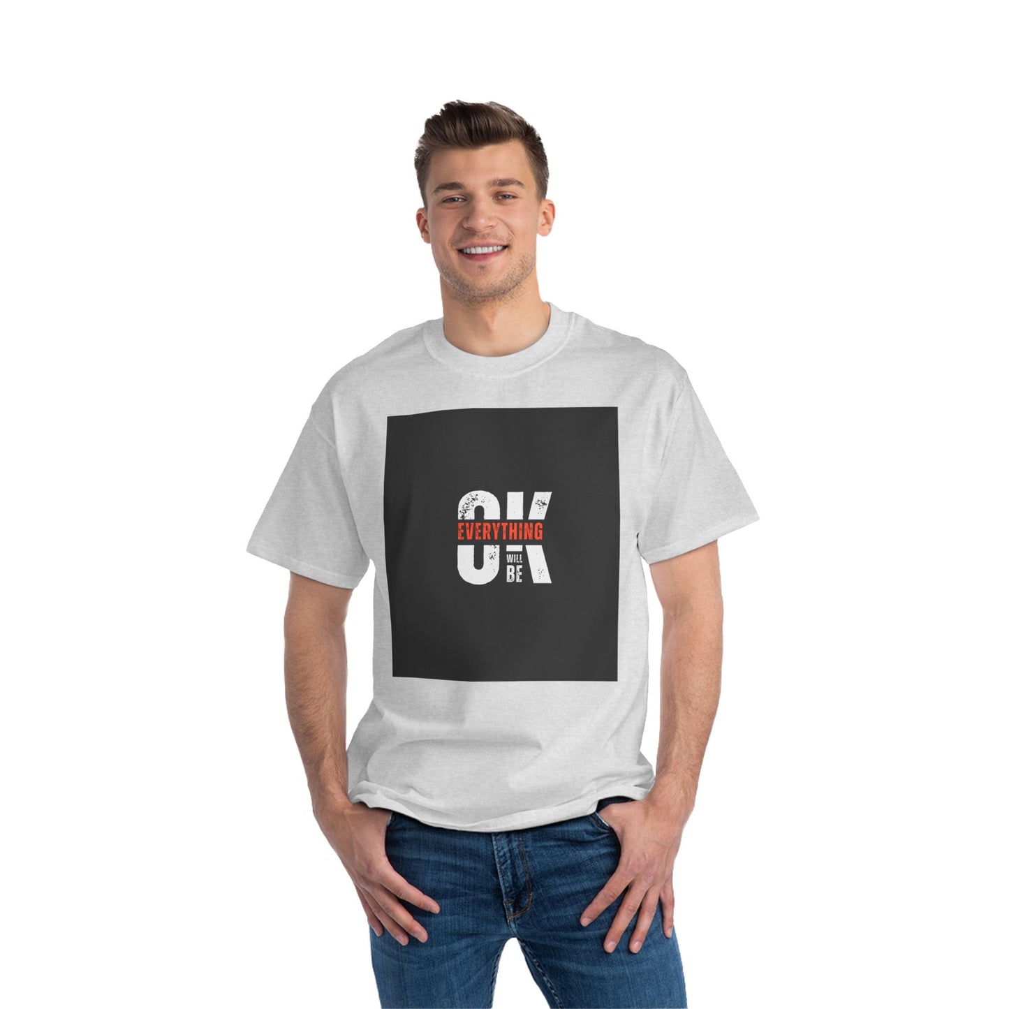 Everything Will Be OK Short-Sleeve T-Shirt - Positive Vibe Apparel for Casual Days, Motivational Gift, Self-Care Reminder, Everyday Comfort